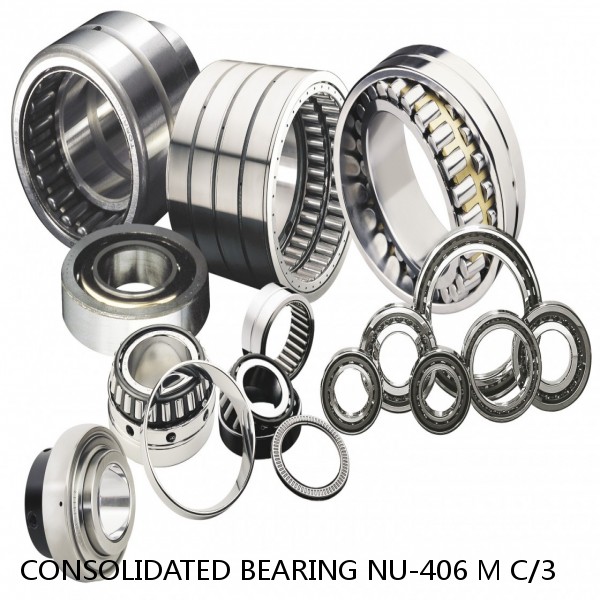 1.181 Inch | 30 Millimeter x 3.543 Inch | 90 Millimeter x 0.906 Inch | 23 Millimeter  CONSOLIDATED BEARING NU-406 M C/3  Cylindrical Roller Bearings